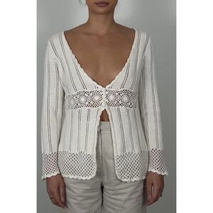 Villager Liz Claiborne White Knit Cardigan